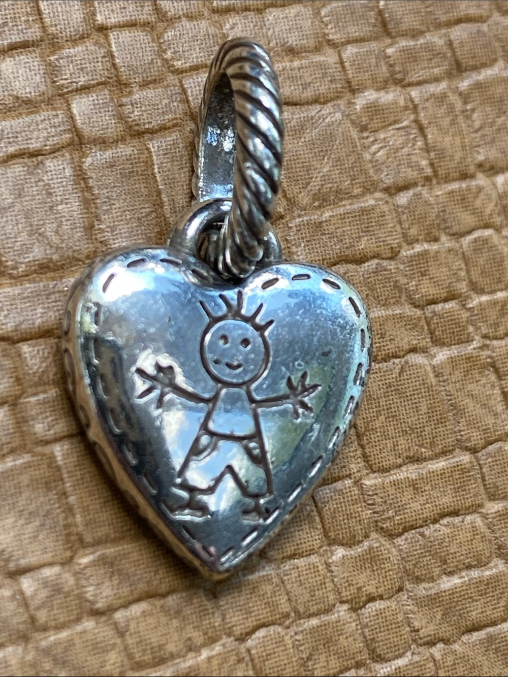 Brighton Heart Shaped Kid Boy Charm Pendant in Silver tone